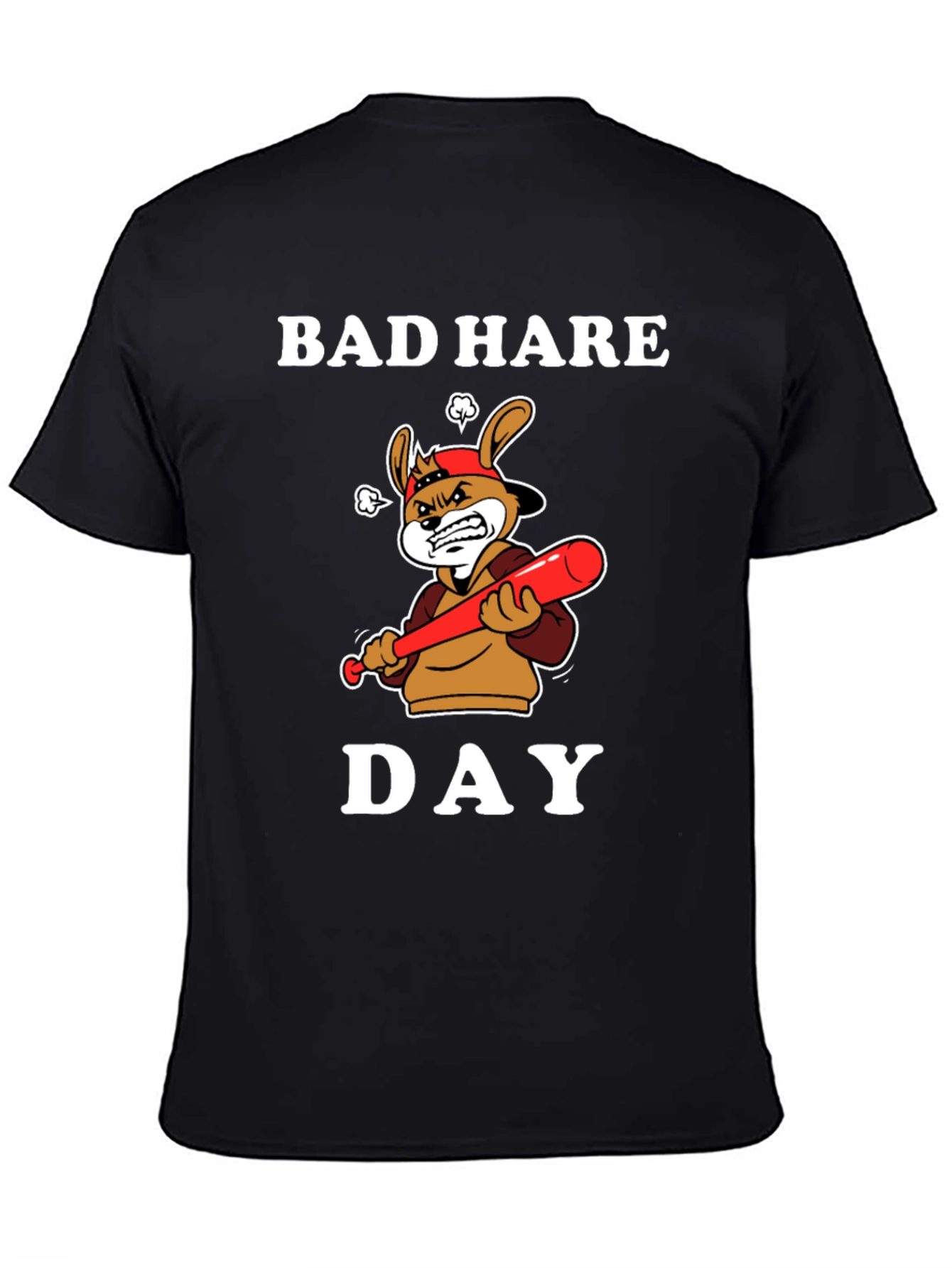 Bad Hare Day T-Shirt - Angry Baseball Bunny Tee