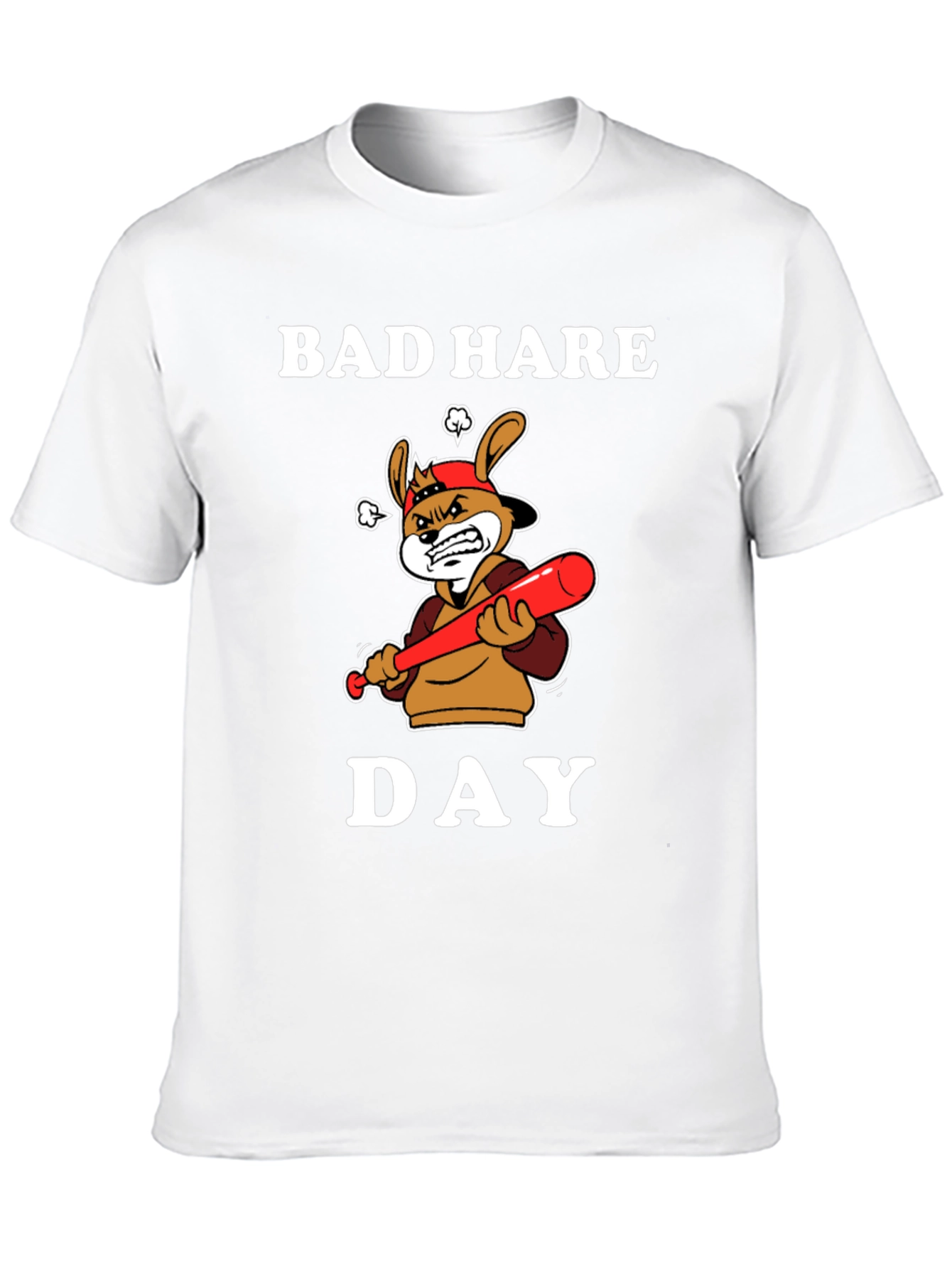 Bad Hare Day T-Shirt - Angry Baseball Bunny Tee