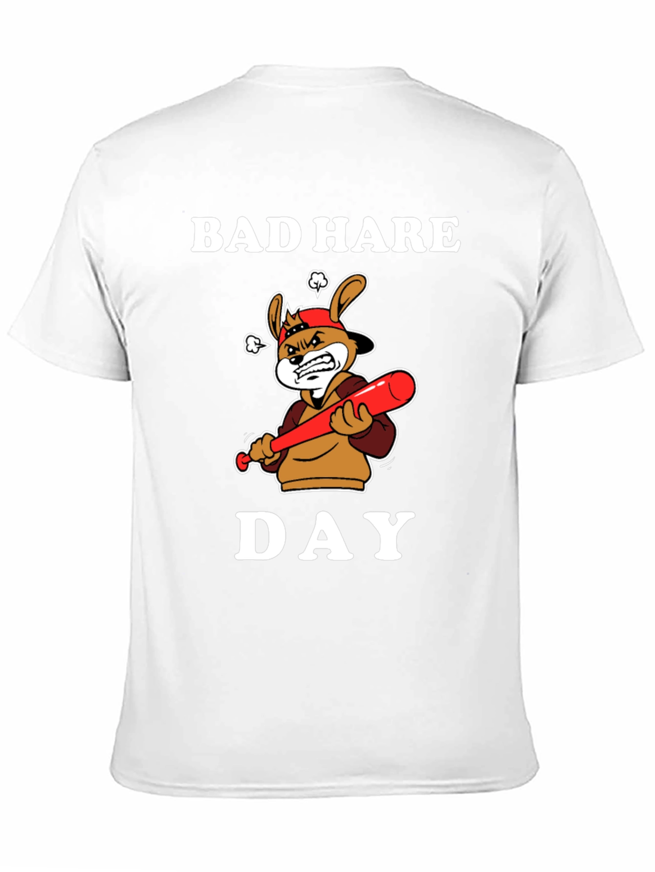 Bad Hare Day T-Shirt - Angry Baseball Bunny Tee