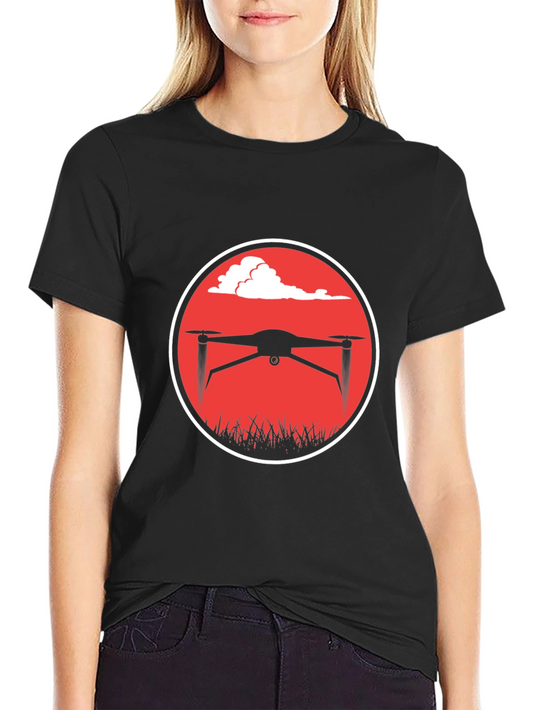 Drone Silhouette Graphic Tee - Stylish Black T-Shirt