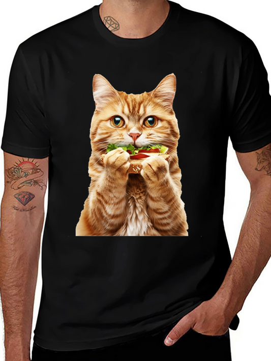 Cat Eating Sandwich Graphic Tee