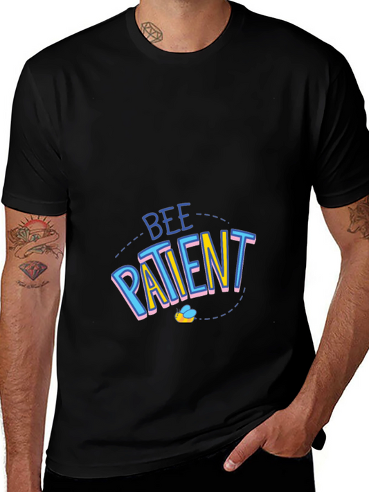 Bee Patient Graphic Tee - Mens Black Short Sleeve T-Shirt