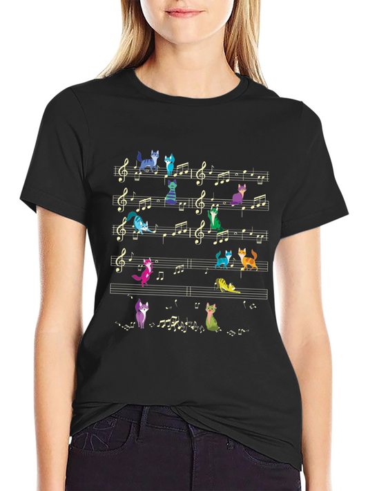 Musical Cats T-Shirt - Black Cotton Tee