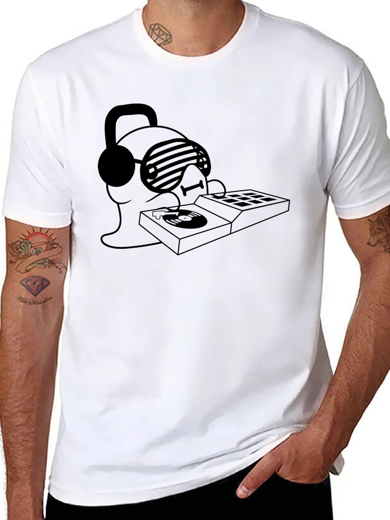 DJ Duck Graphic Tee - Black Cotton T-Shirt