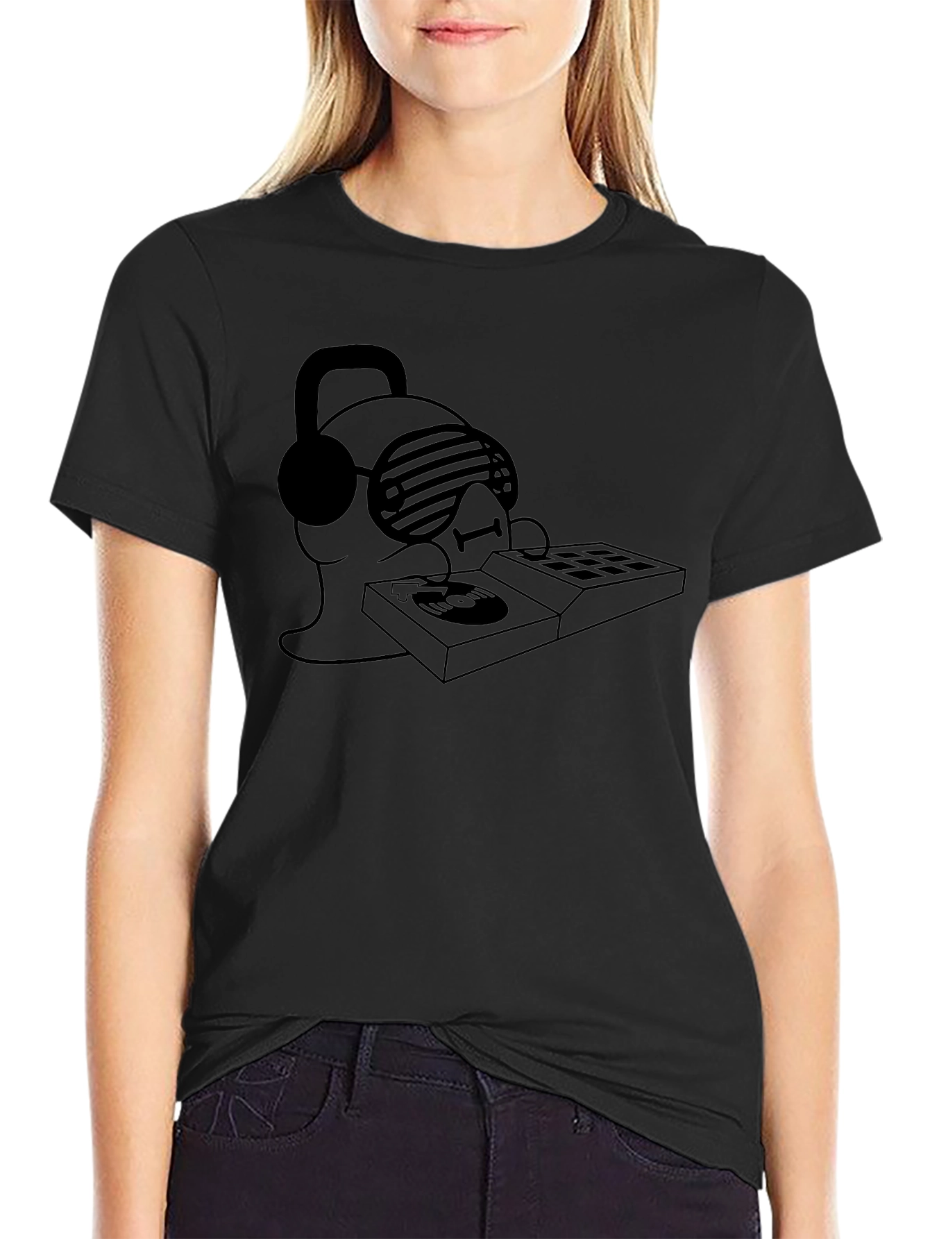 DJ Duck Graphic Tee - Black Cotton T-Shirt
