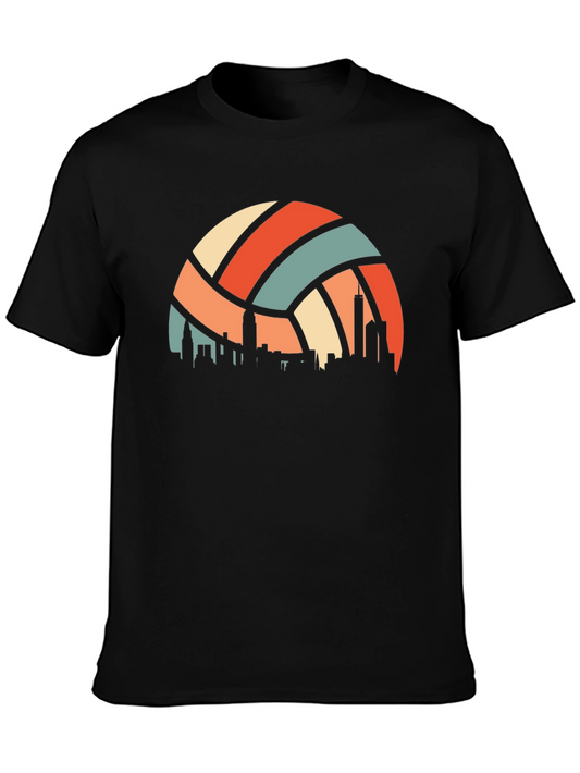 Volleyball City Skyline Black T-Shirt