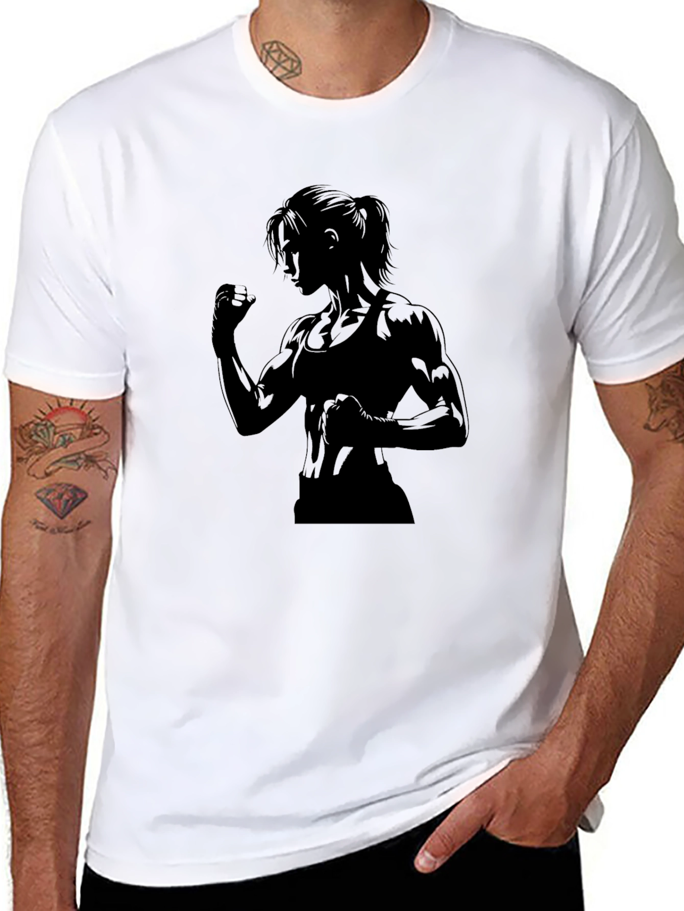Silhouette Gym Girl Black Tee