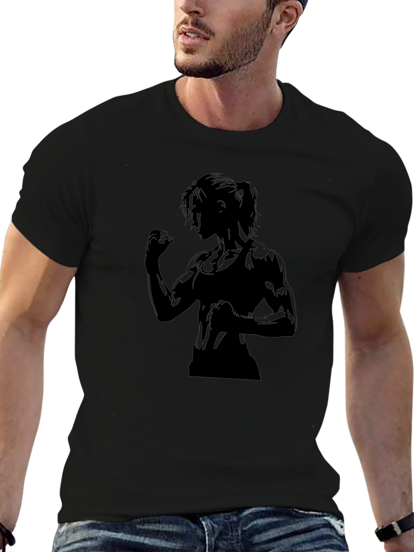 Silhouette Gym Girl Black Tee