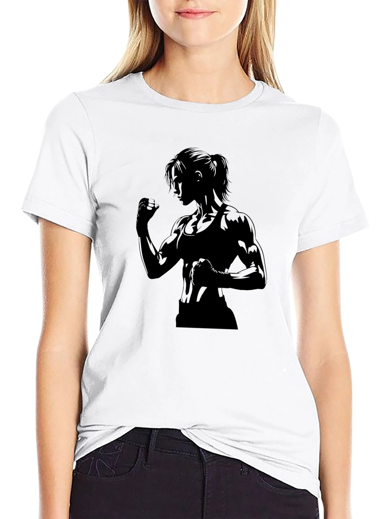 Silhouette Gym Girl Black Tee