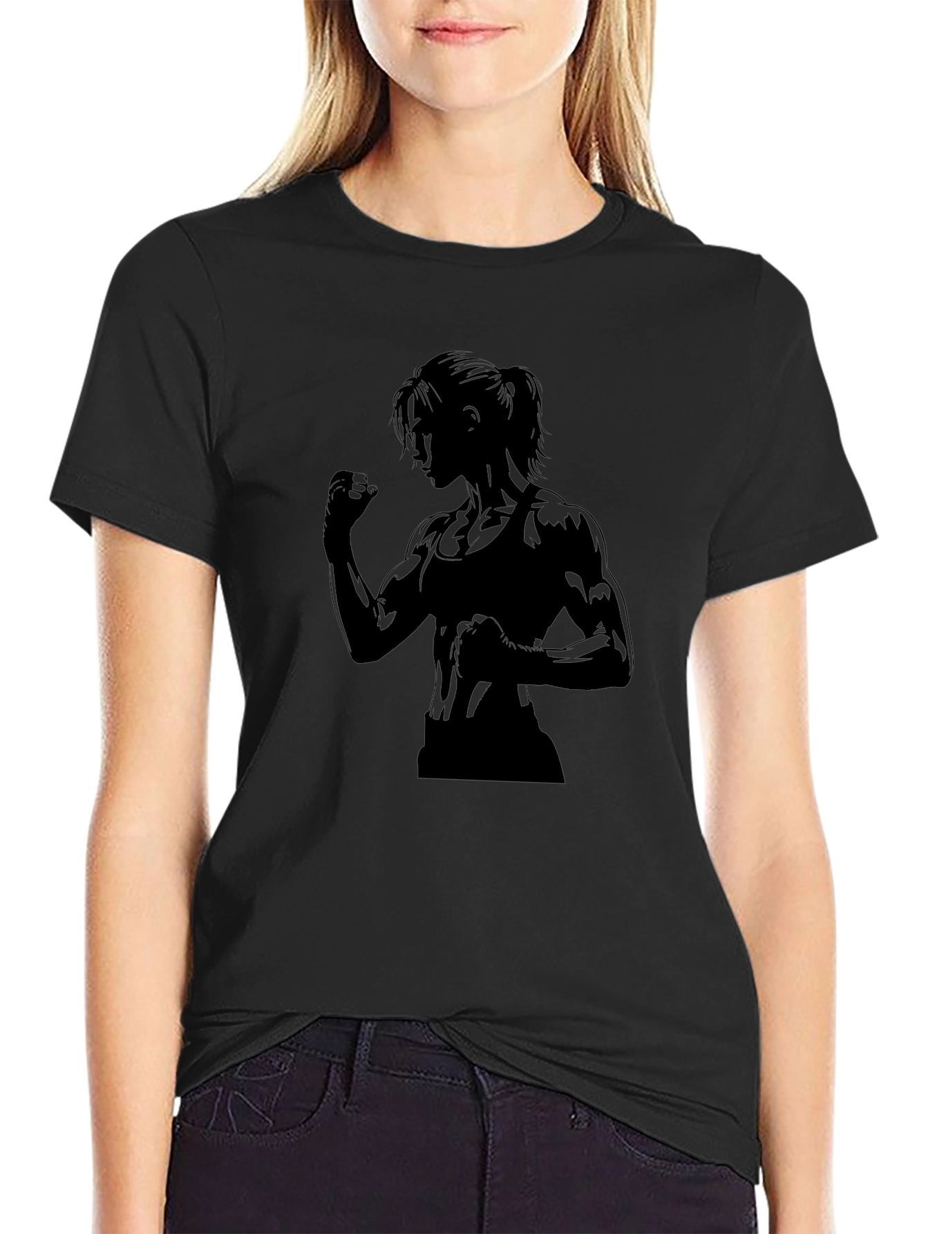 Silhouette Gym Girl Black Tee