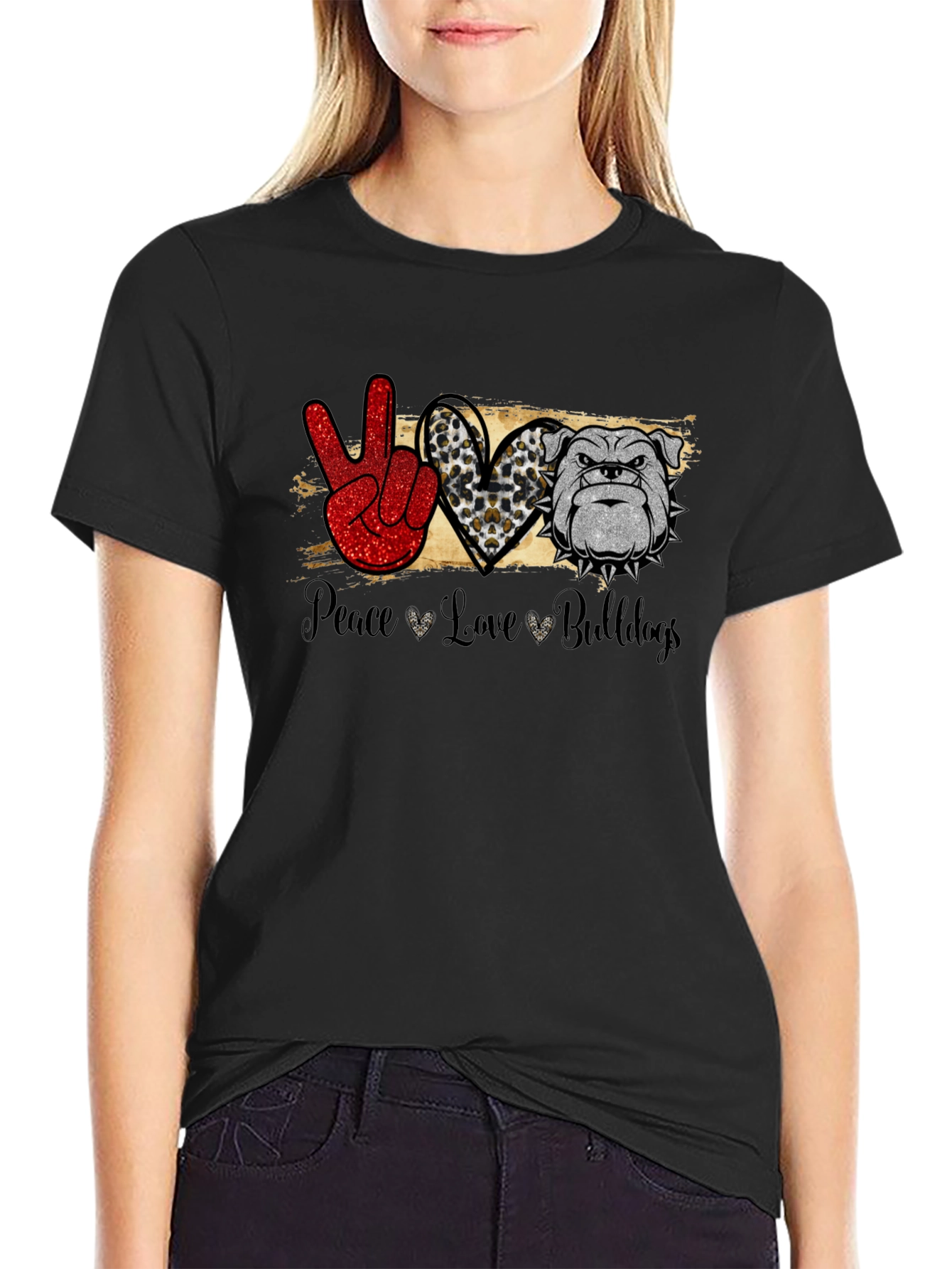 Peace Love Bulldogs T-Shirt