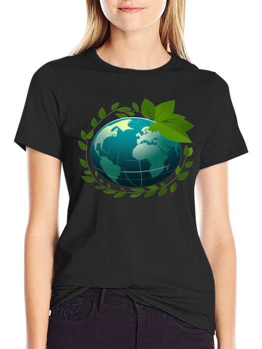Earth Day T-Shirt: Globe & Leaves Graphic Tee
