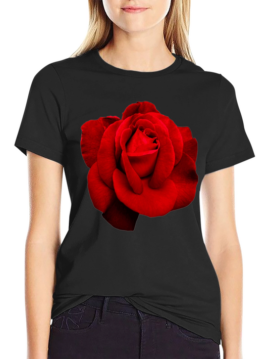 Red Rose Graphic Black T-Shirt