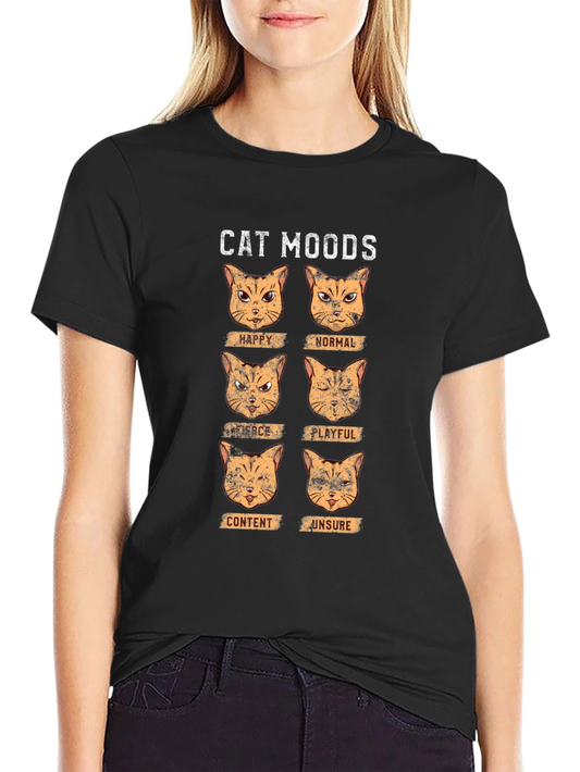 Cat Moods Graphic T-Shirt - Funny Cat Lover Tee
