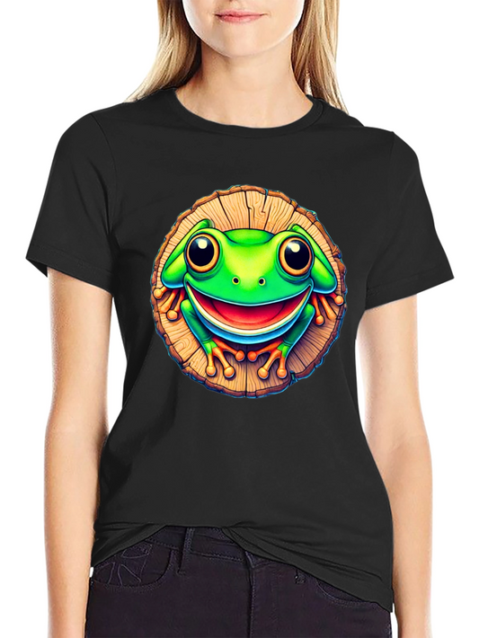 Frog on Wood Slice Graphic Tee