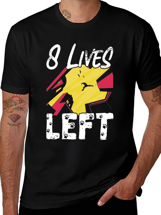 8 Lives Left Graphic T-Shirt - Cat Lover Tee