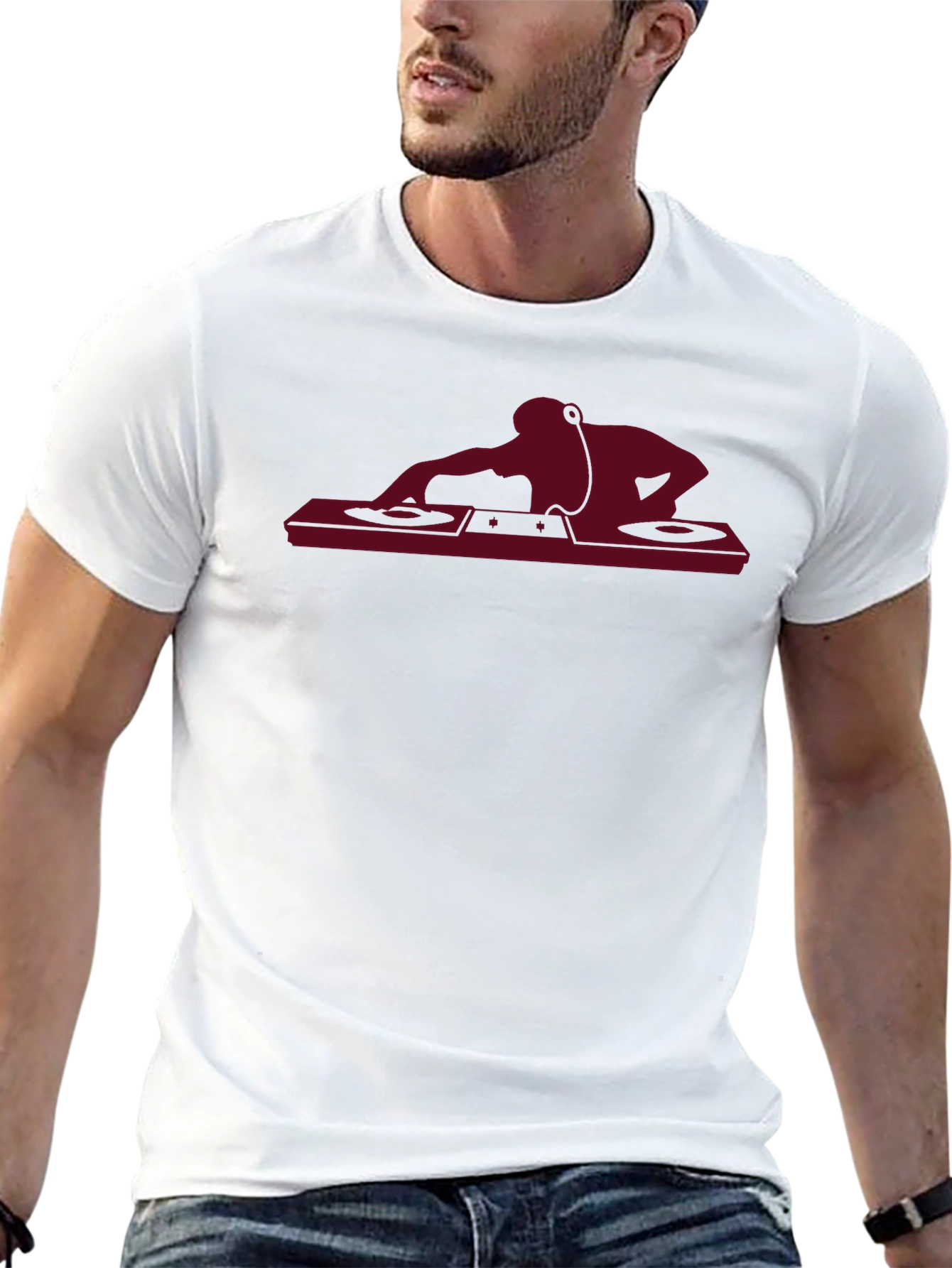 DJ Silhouette Graphic Tee - Black Cotton T-Shirt