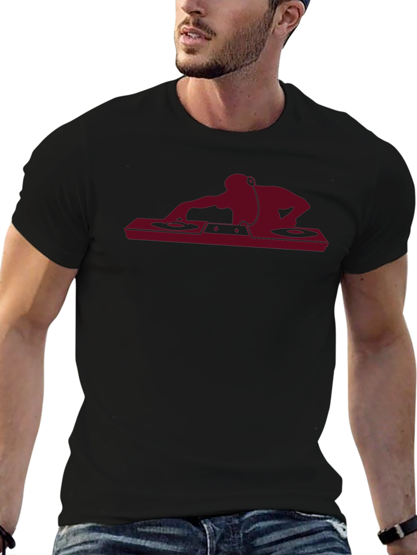 DJ Silhouette Graphic Tee - Black Cotton T-Shirt