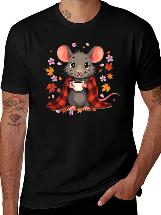 Cute Mouse Fall T-Shirt - Cozy Autumn Design