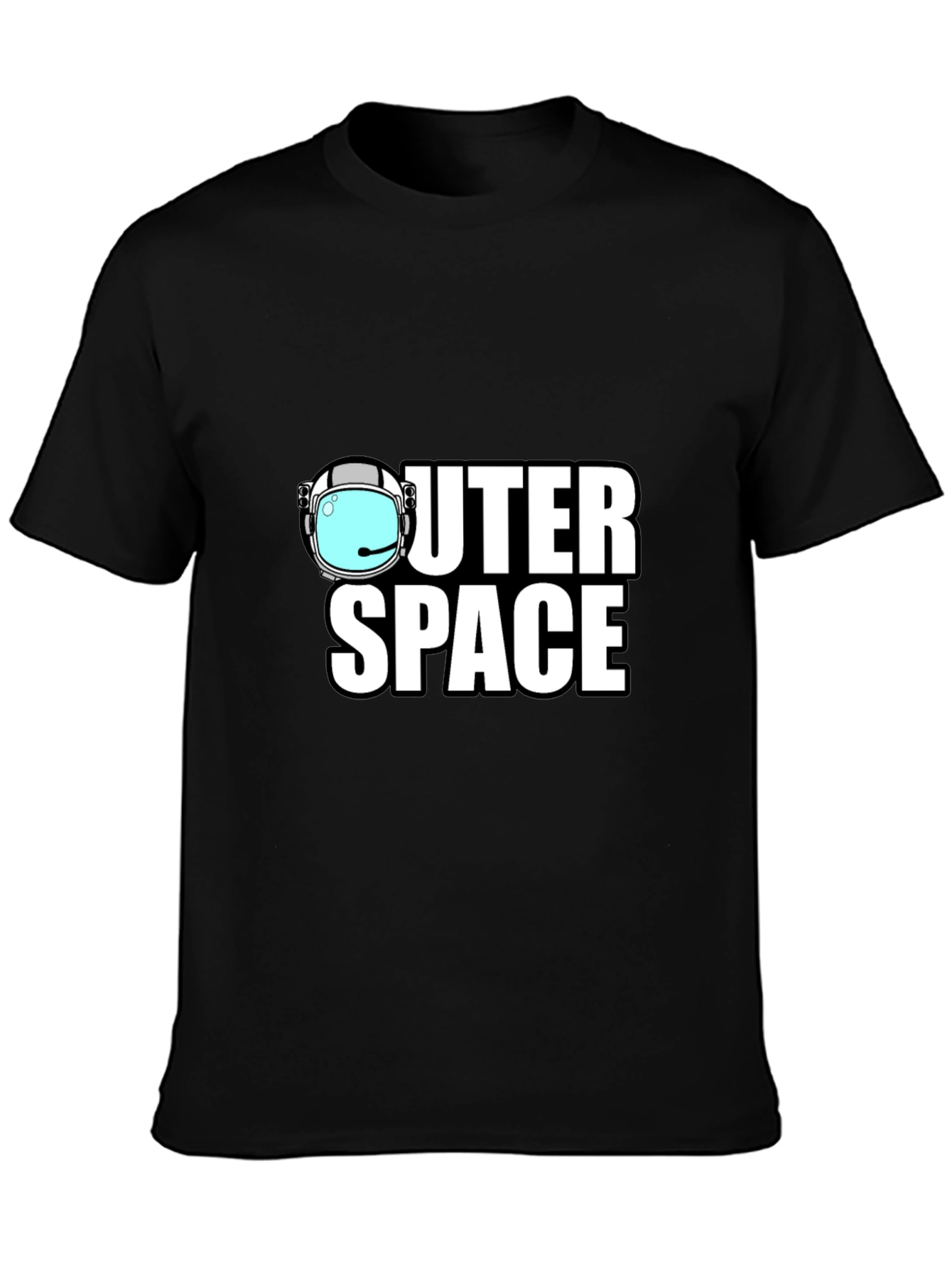 Outer Space Black T-Shirt - Astronaut Helmet Graphic Tee