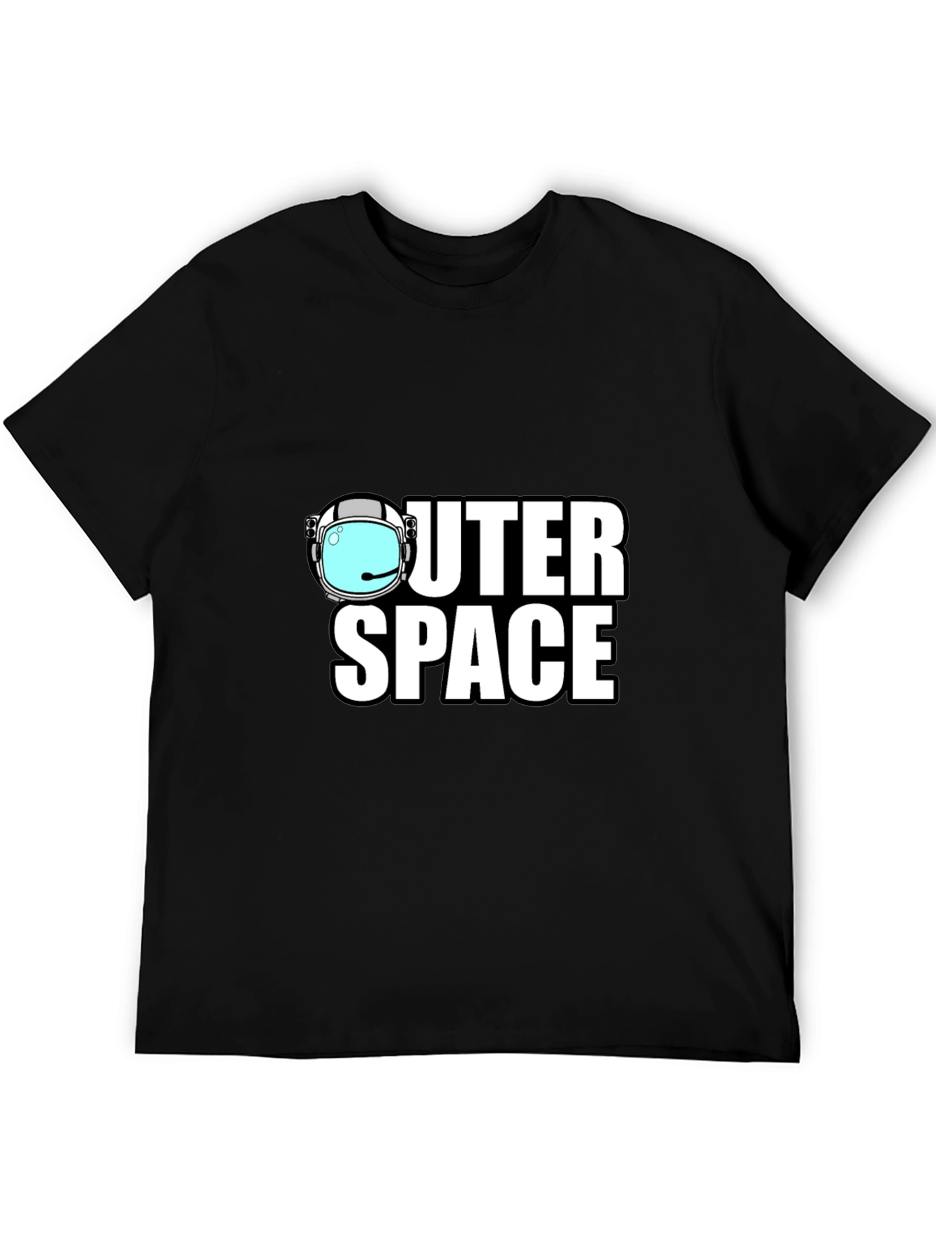 Outer Space Black T-Shirt - Astronaut Helmet Graphic Tee