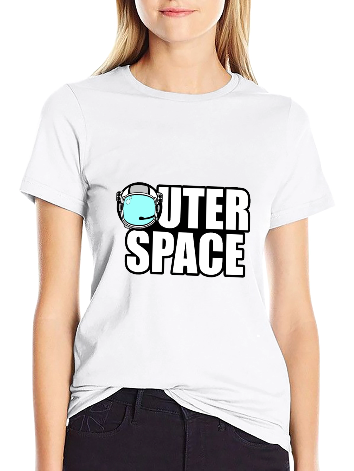 Outer Space Black T-Shirt - Astronaut Helmet Graphic Tee