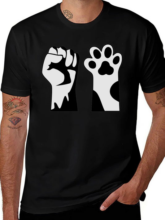 Fist & Paw Print Graphic T-Shirt - Black