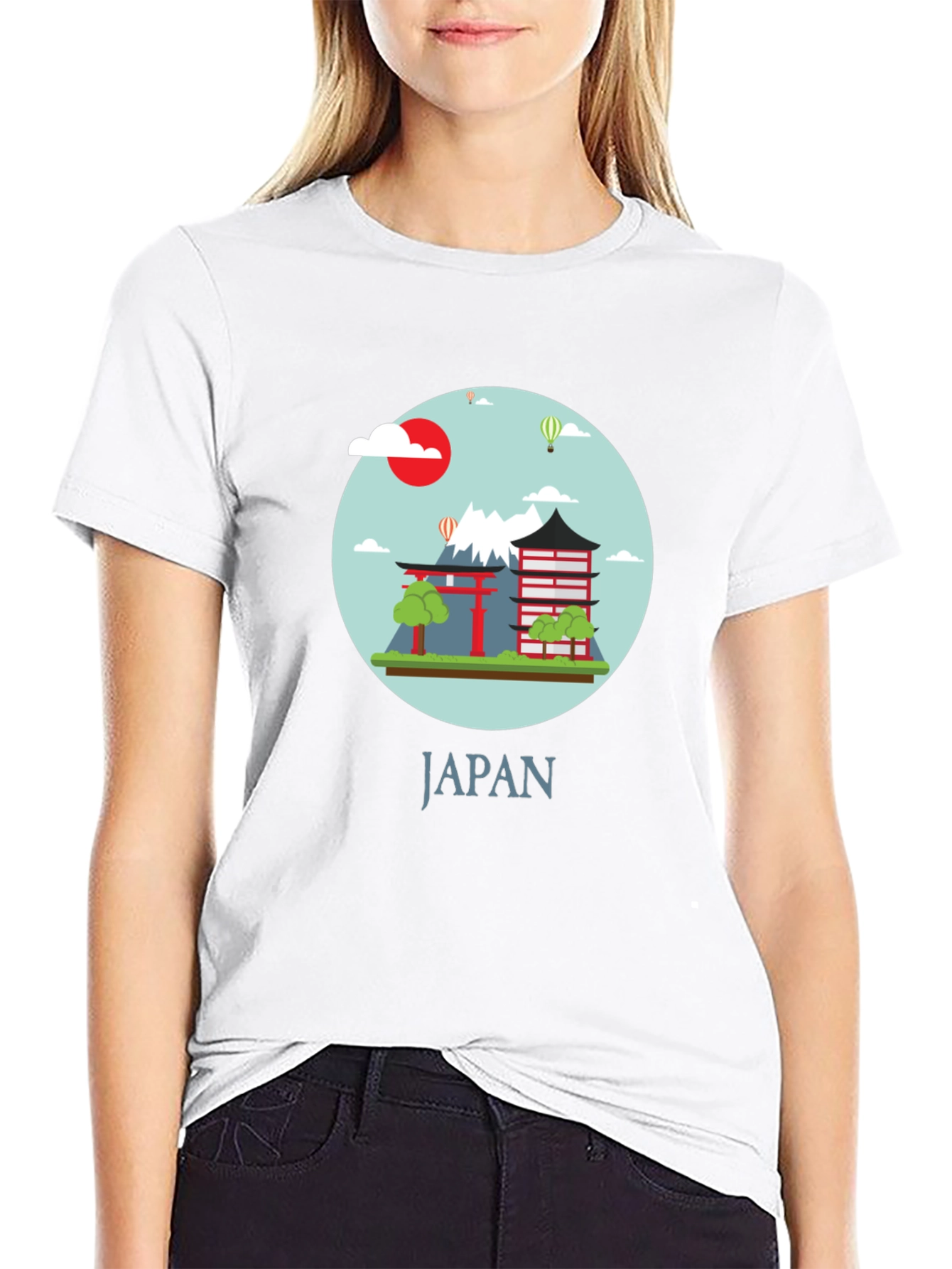 Japan Graphic Print Crew Neck T-Shirt