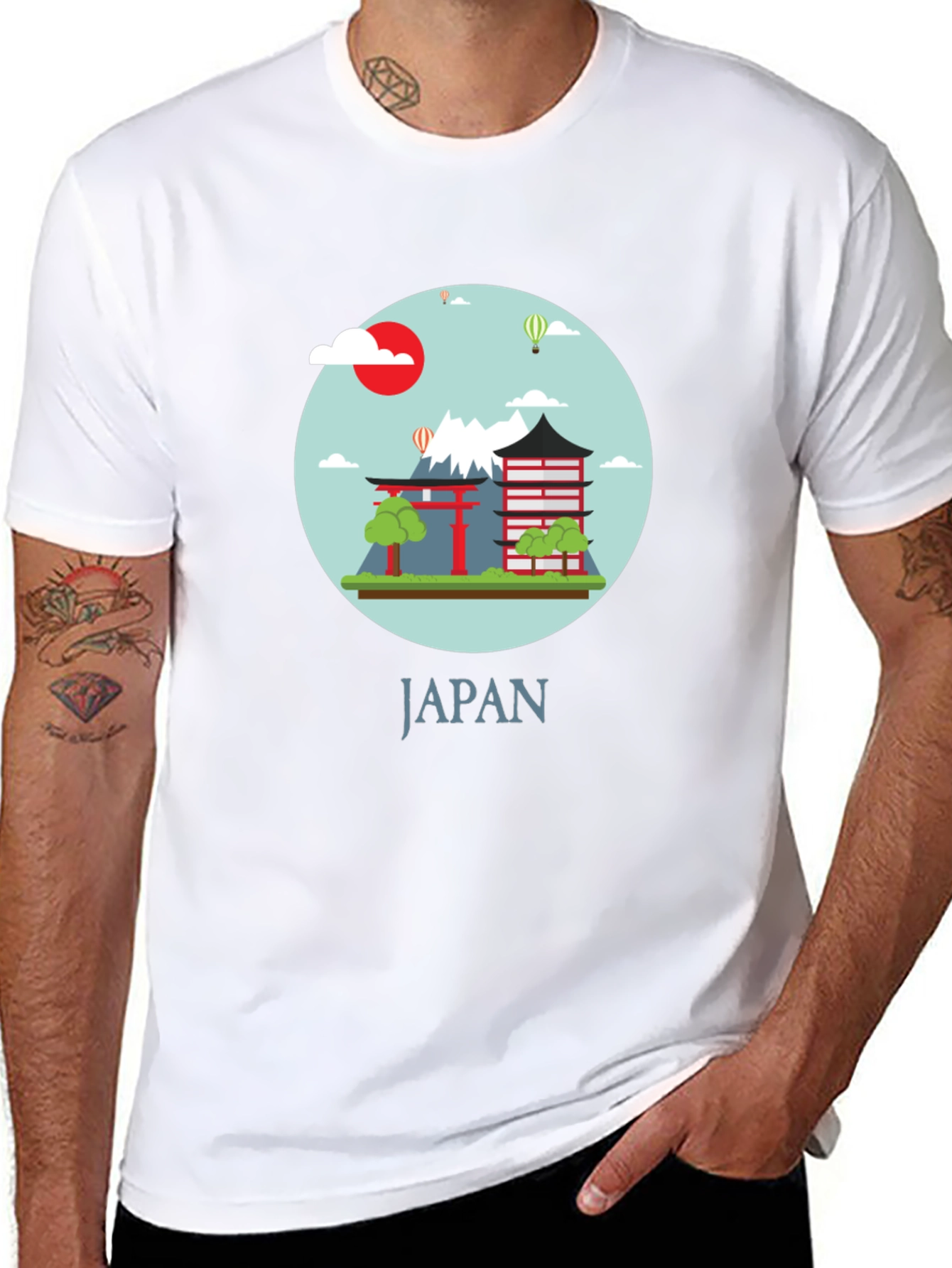 Japan Graphic Print Crew Neck T-Shirt