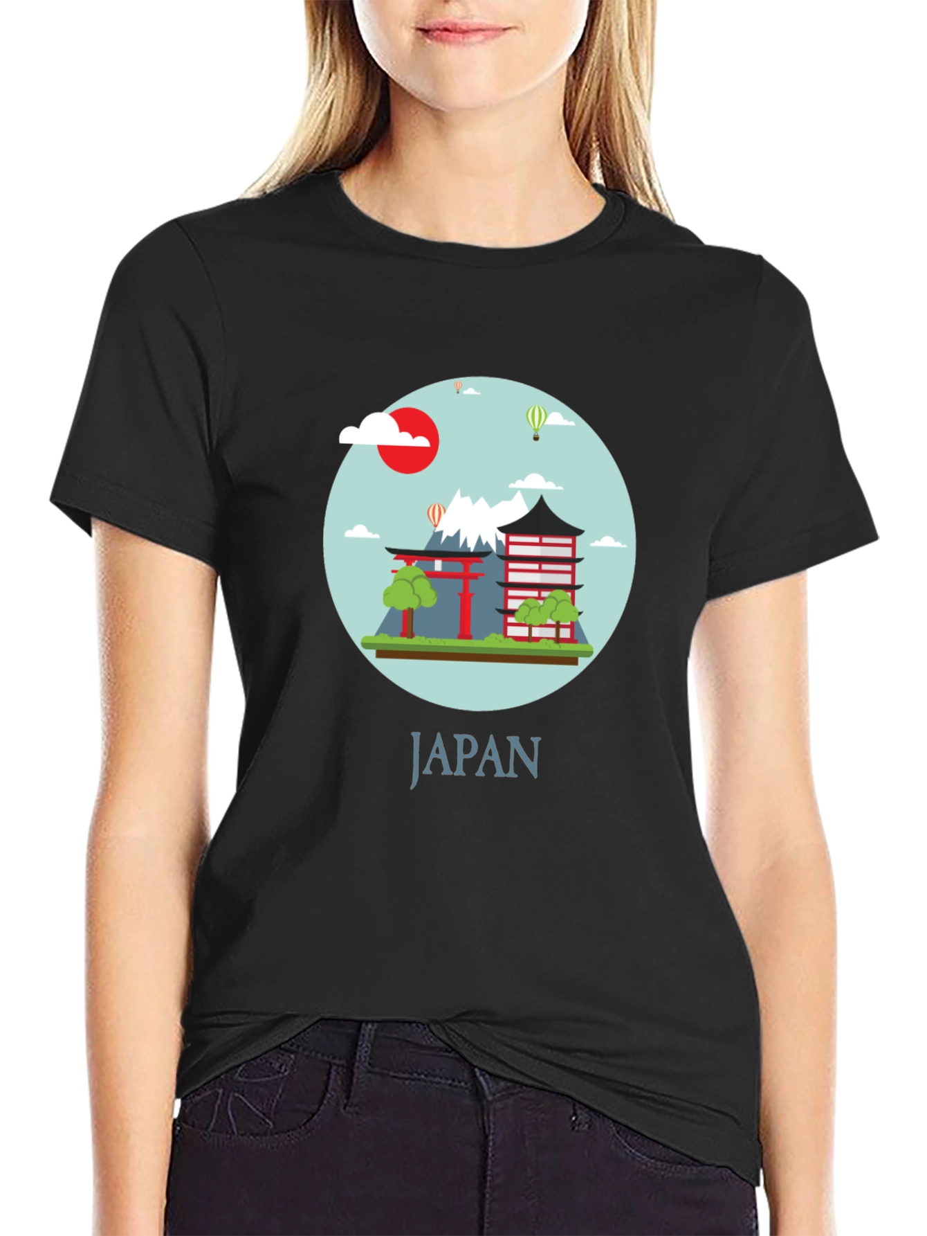 Japan Graphic Print Crew Neck T-Shirt
