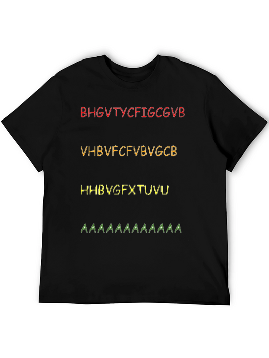 Abstract Letter Print Crew Neck Short Sleeve T-Shirt