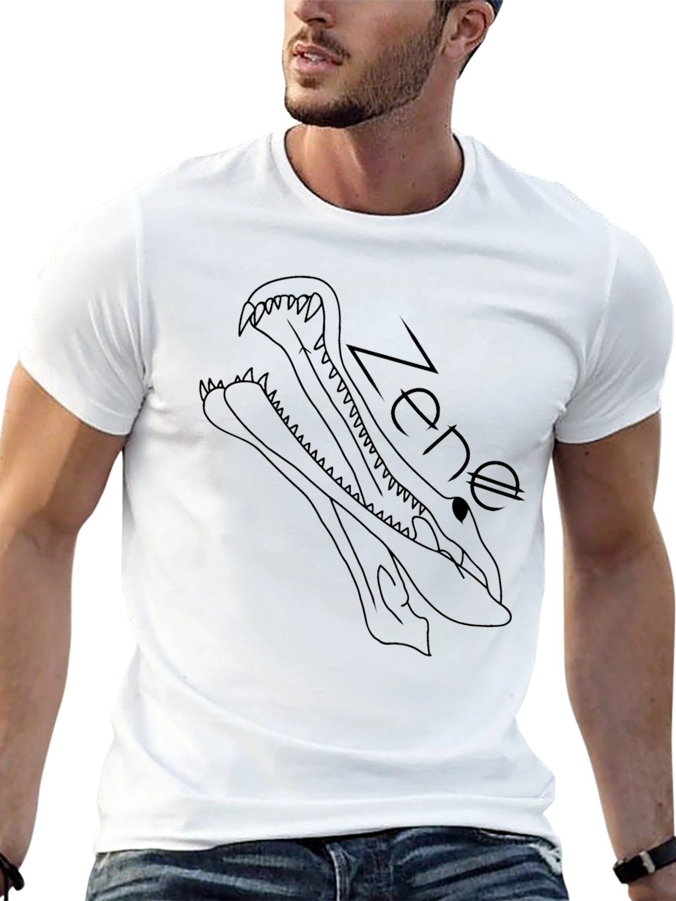 Zene Alligator Graphic Tee - Stylish Black T-Shirt