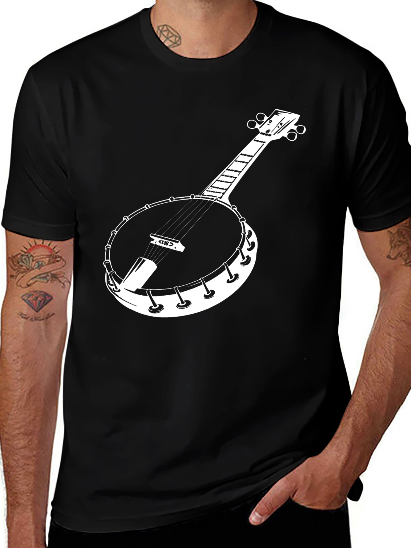 Banjo Graphic Tee - Black Cotton T-Shirt