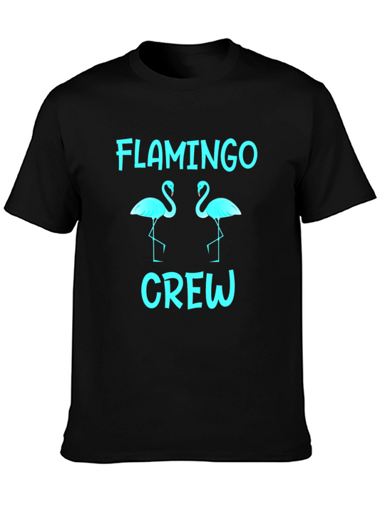 Flamingo Crew Graphic Tee - Tropical Vacation Shirt