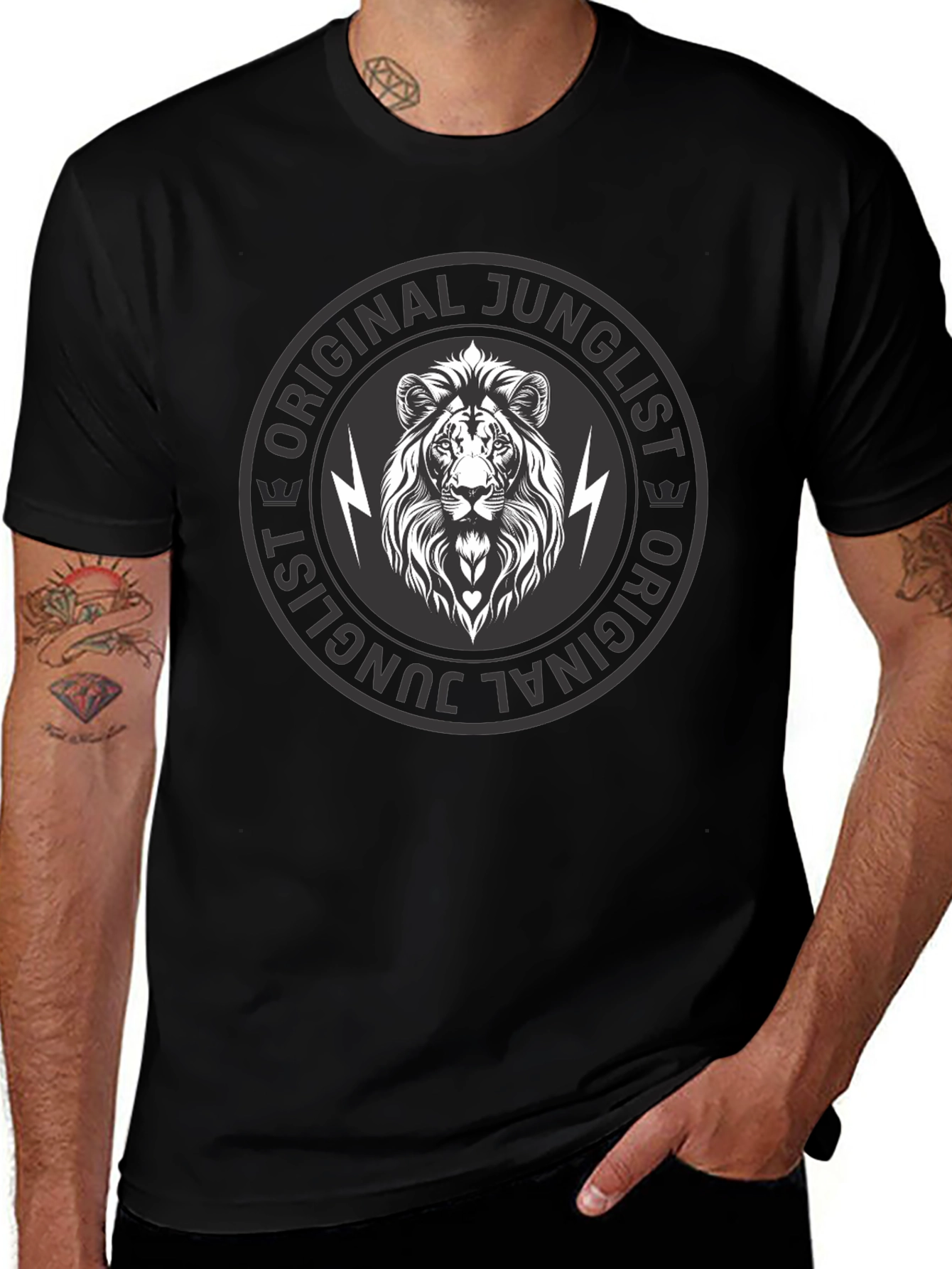 Original Junglist Lion Graphic Black T-Shirt