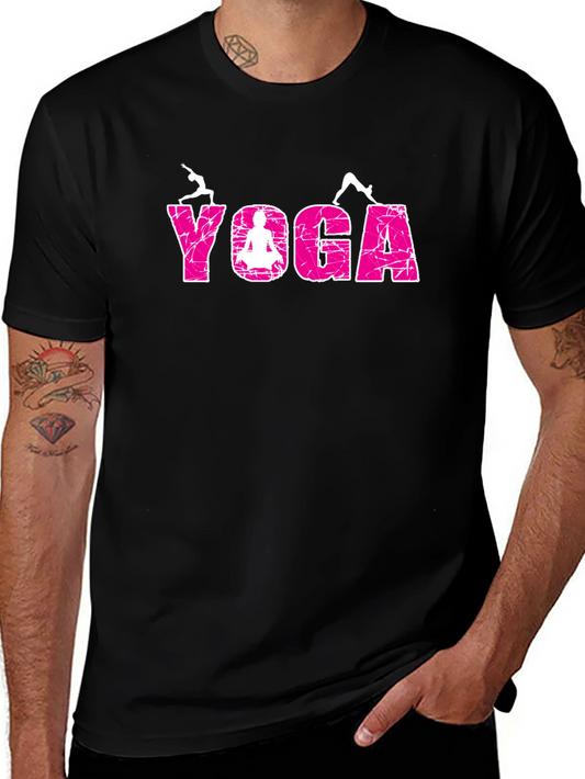 Yoga Graphic T-Shirt - Pink Textured Design