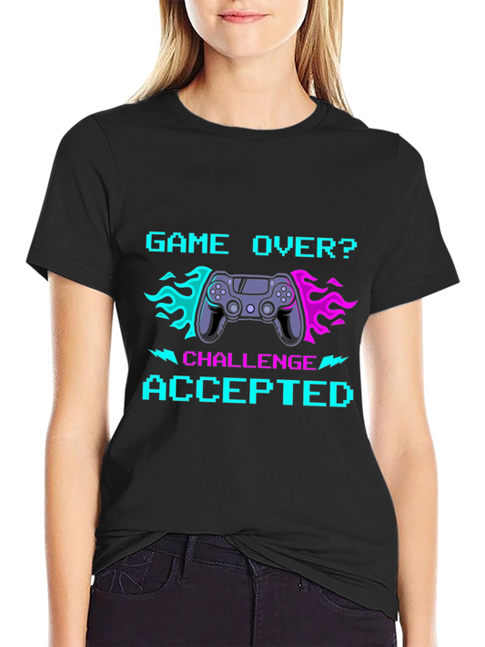 Game Over Challenge Accepted Graphic Tee - Gamer T-Shirt