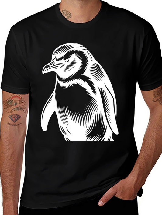 Penguin Graphic Tee - Cool Black Cotton T-Shirt
