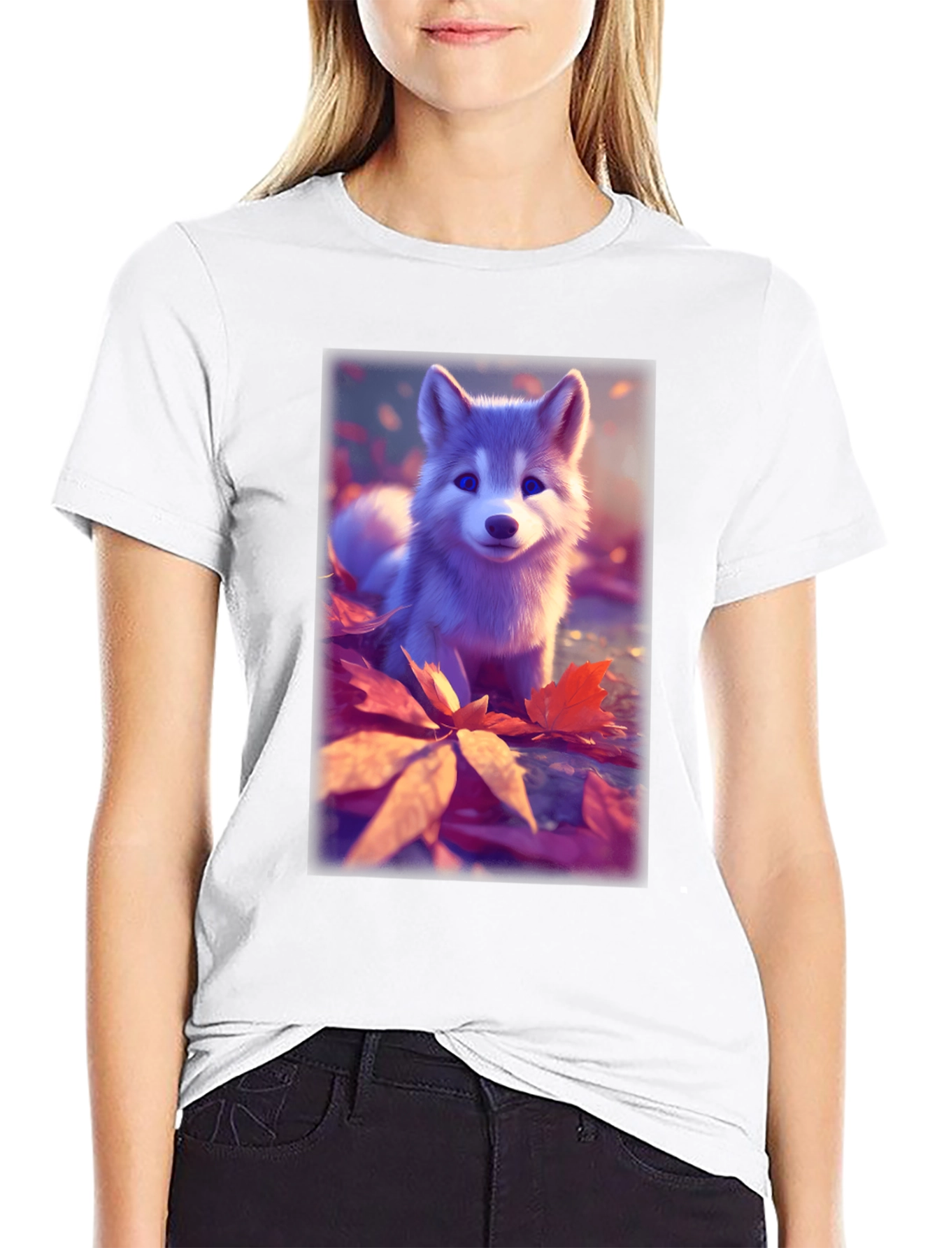 Cute Husky Puppy Black T-Shirt