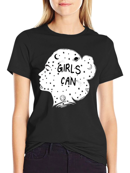 Girls Can Black T-Shirt - Empowering Graphic Tee