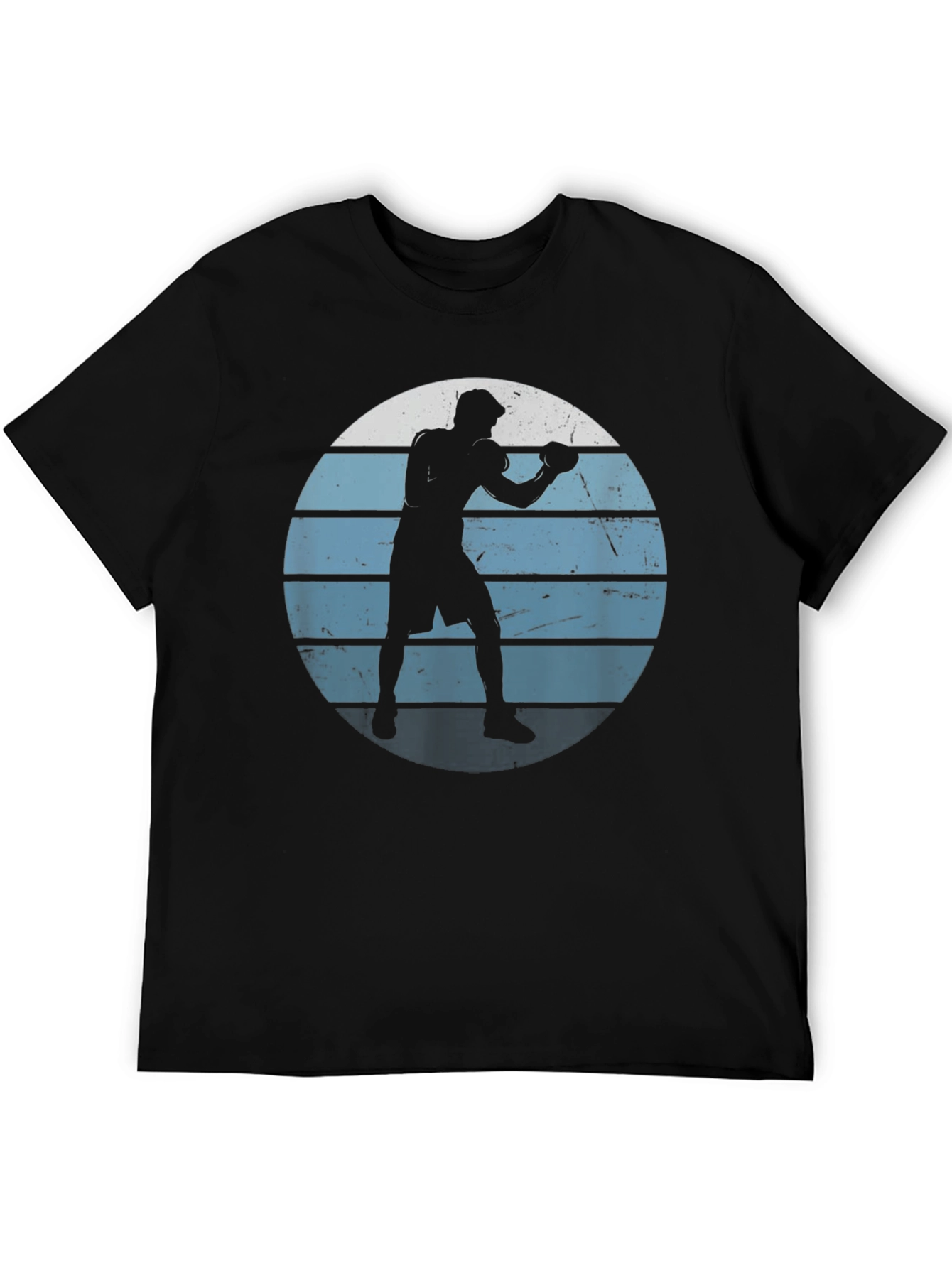 Retro Boxer Silhouette Graphic Tee - Mens Black T-Shirt