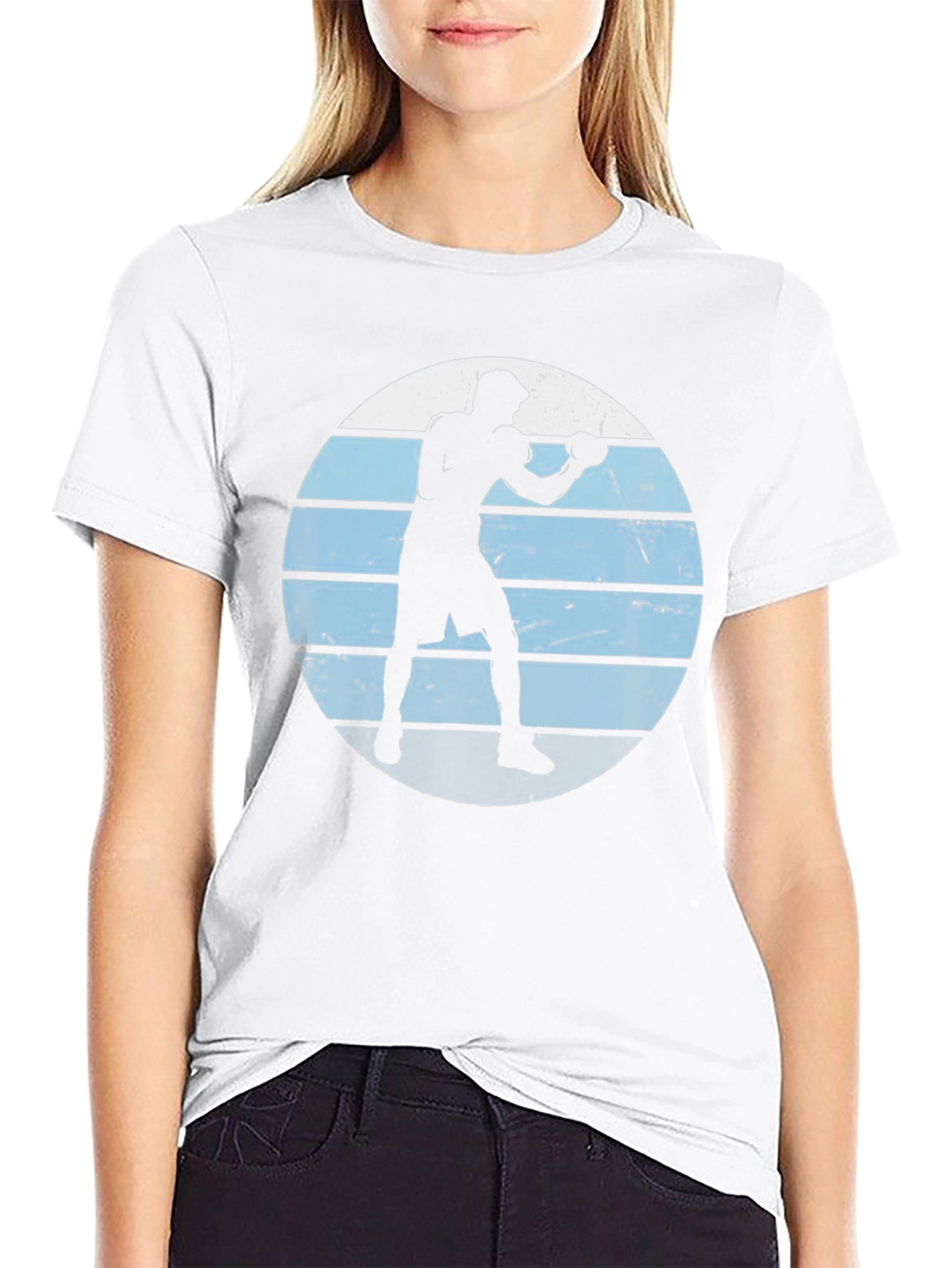 Retro Boxer Silhouette Graphic Tee - Mens Black T-Shirt