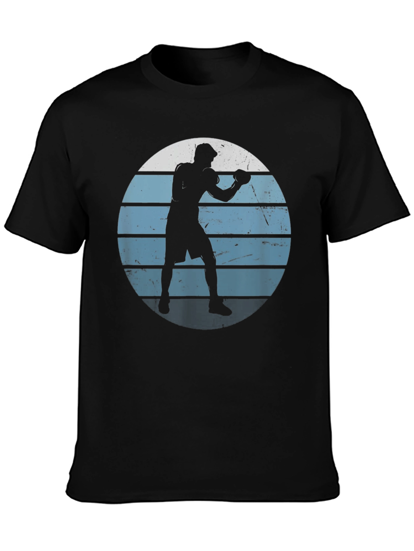 Retro Boxer Silhouette Graphic Tee - Mens Black T-Shirt