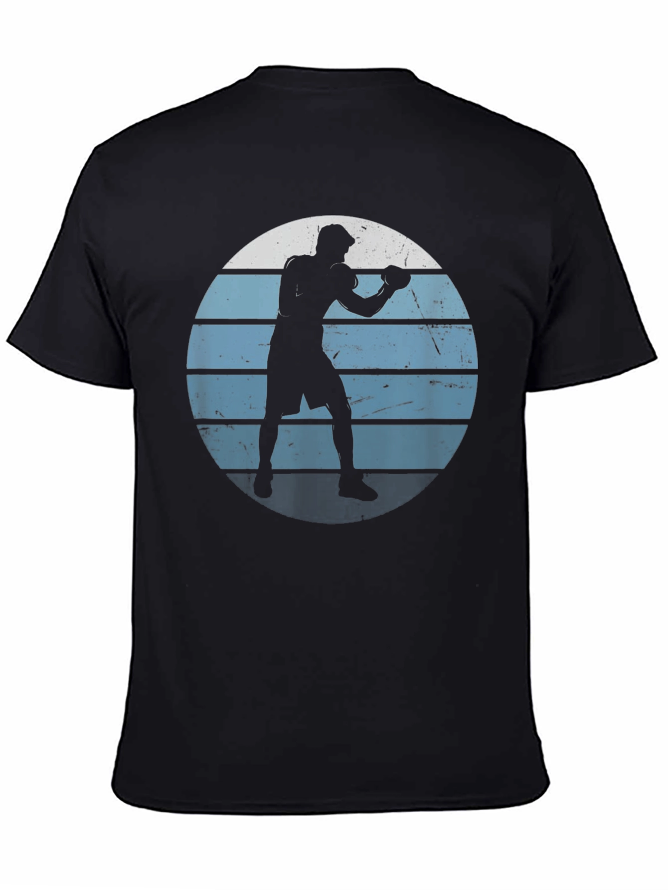 Retro Boxer Silhouette Graphic Tee - Mens Black T-Shirt