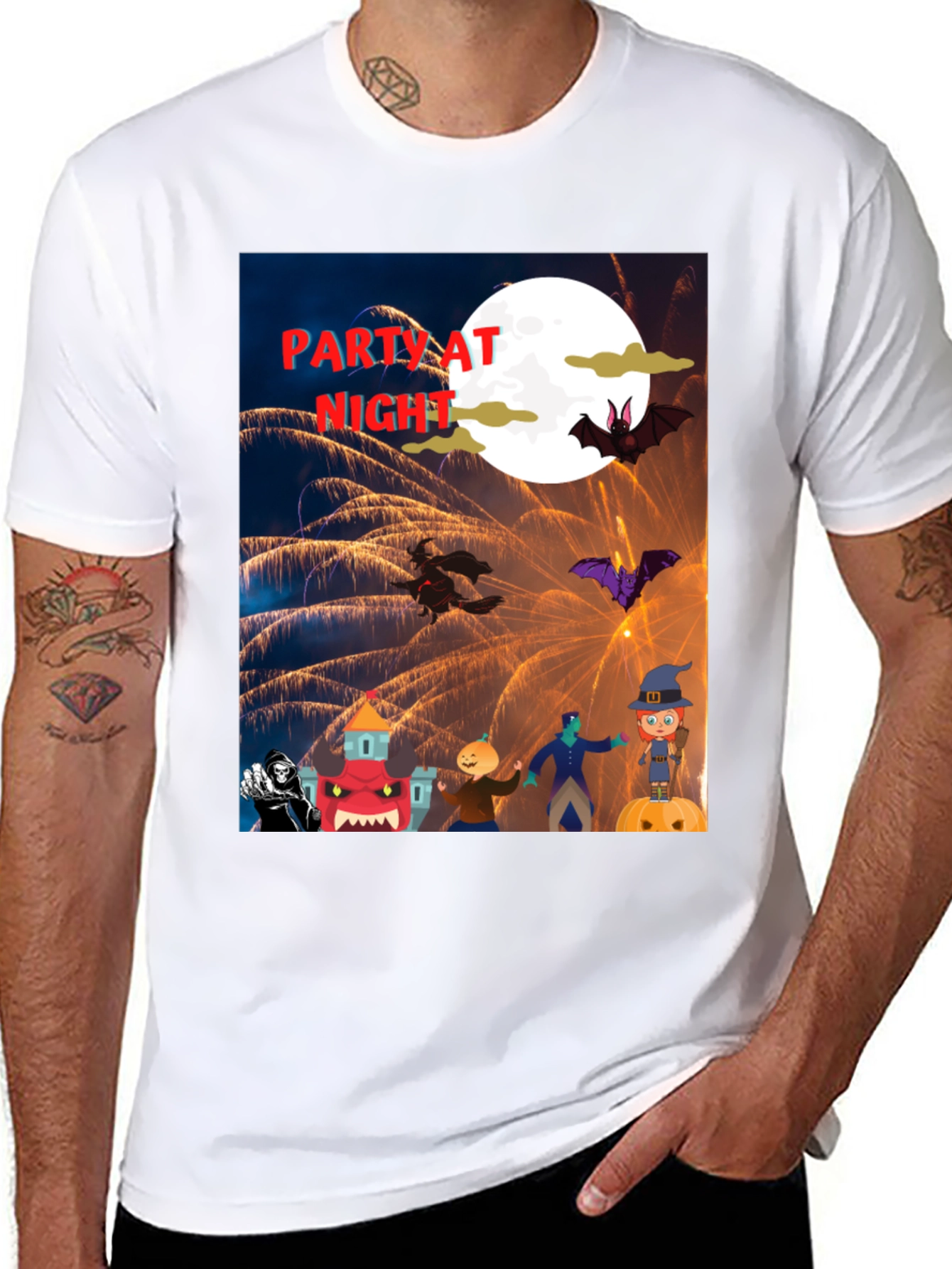 Halloween Party at Night Graphic T-Shirt