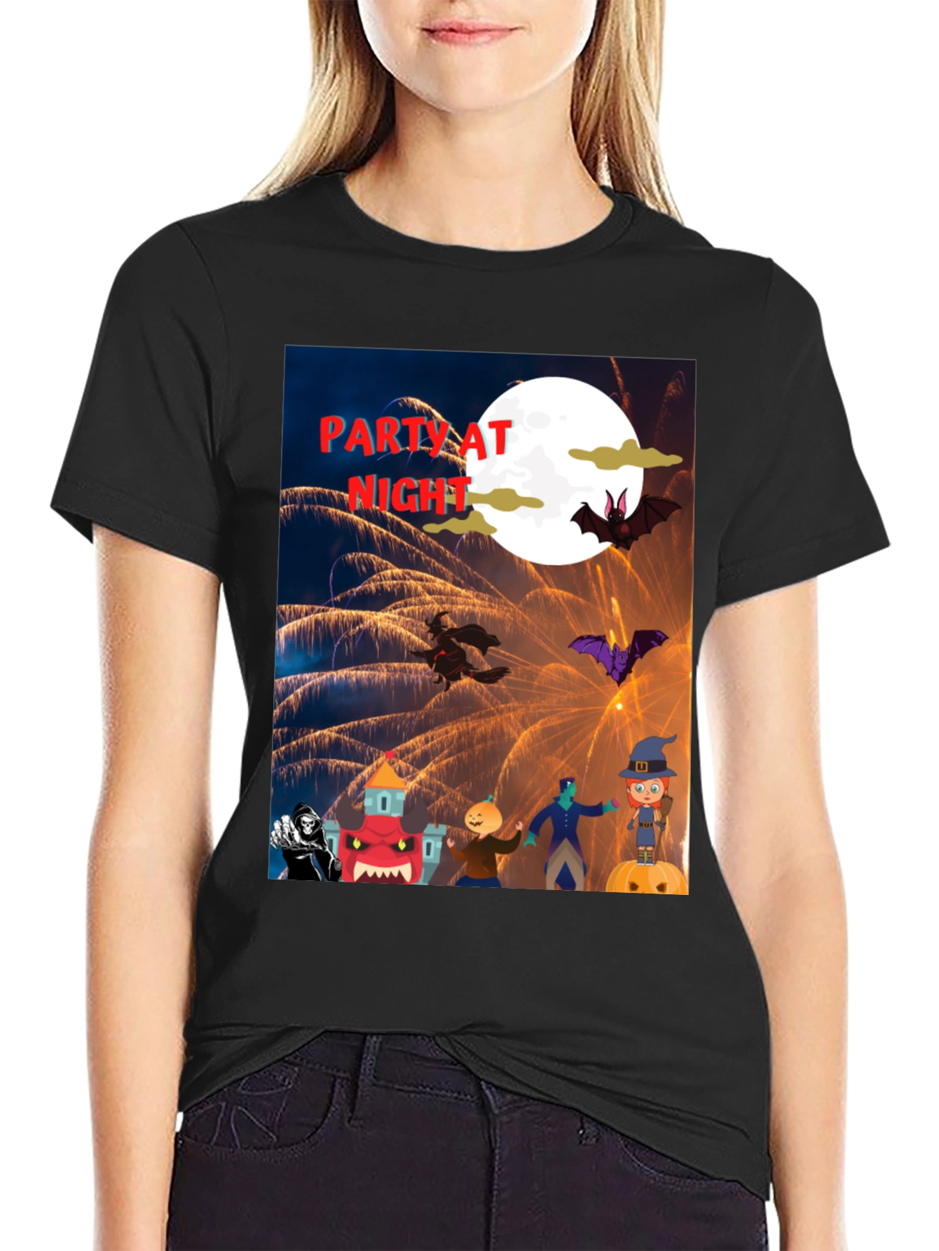 Halloween Party at Night Graphic T-Shirt
