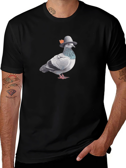 Pigeon in Hat T-Shirt - Unique Graphic Tee