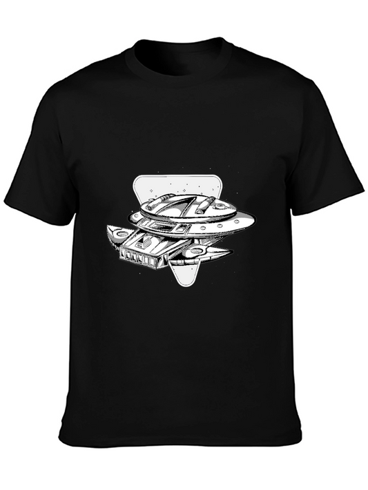 UFO Graphic T-Shirt - Black Cotton Blend