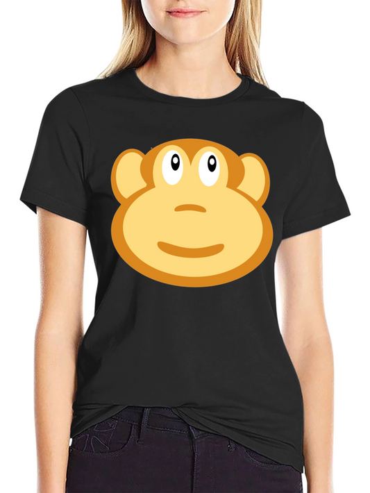 Fun Monkey Face Graphic Tee - Black Cotton Shirt