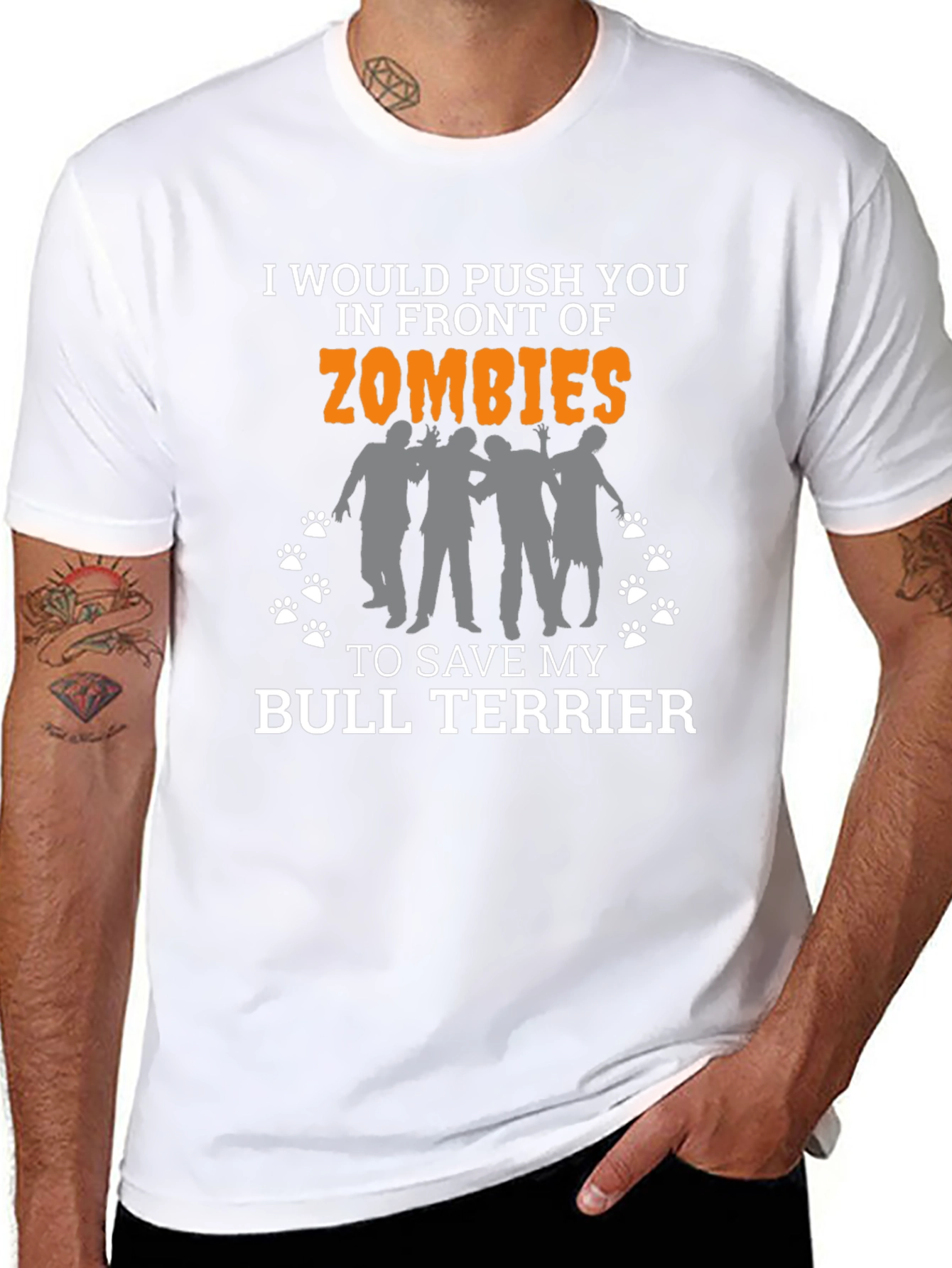 Zombie Bull Terrier Mens Black Graphic Tee